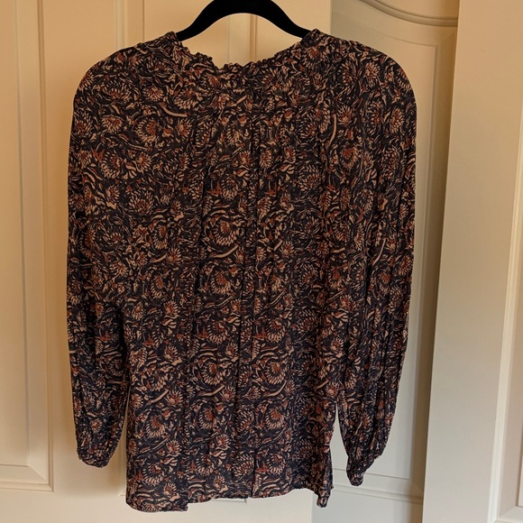 Faherty Navy and Coral Floral Blouse - Picture 4 of 5